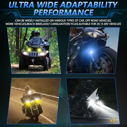 MONDEVIEW LED Motorcycle Auxiliary Light Kit, 5 Modes, Spot Driving Lights, Compatible with Tractor Truck ATV UTV SUV Boat, 2 PCS，Blue - color: Blue