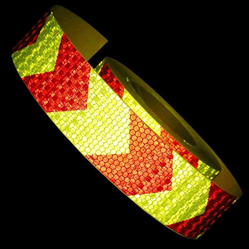 AISEY Reflective Tape Waterproof High Visibility Red & Yellow, Industrial Marking Tape Heavy Duty Hazard Caution Warning Safety Adhesive Tape Outdoor 2 Inch by 150 Feet - size: 2" X 150FT
