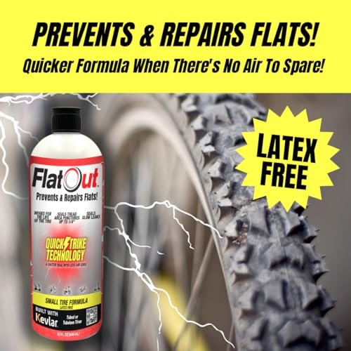 QuickStrike Tire Sealant - Small Tire/Bicycle Formula - NEW Formula - Prevents Flat Tires - Seals Leaks - Contains Kevlar - Tubeless Tire Sealant - 16 Ounce Bottle - size: 1 Pack - 16 Oz