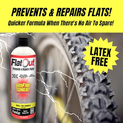 QuickStrike Tire Sealant - Small Tire/Bicycle Formula - NEW Formula - Prevents Flat Tires - Seals Leaks - Contains Kevlar - Tubeless Tire Sealant - 16 Ounce Bottle - size: 1 Pack - 16 Oz