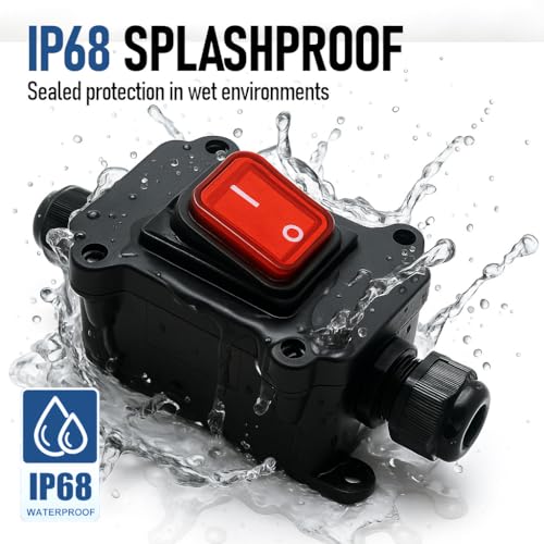 ANGSTROM Mini Electrical Connector Box, 2-Entry | IP68 Waterproof Cable Joiner with ON/Off Button (2way+Switch) - size: 2way+Switch