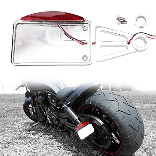 Chrome Motorcycle Mount LED License Plate Tail Light Bracket Tail lights Compatible with Harely Honda Bobber Chopper - color: Chrome#1