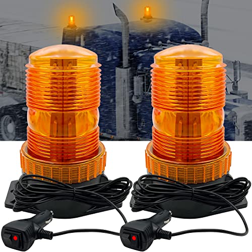 LED Strobe Light, 12V-24V Warning Emergency Safety Flashing Beacon Lights with Magnetic and 16.4 ft Straight Cord Vehicle Forklift Truck Tractor Golf Carts UTV Car Bus (2 PCS, Amber) - color: Amber, size: 2 PCS