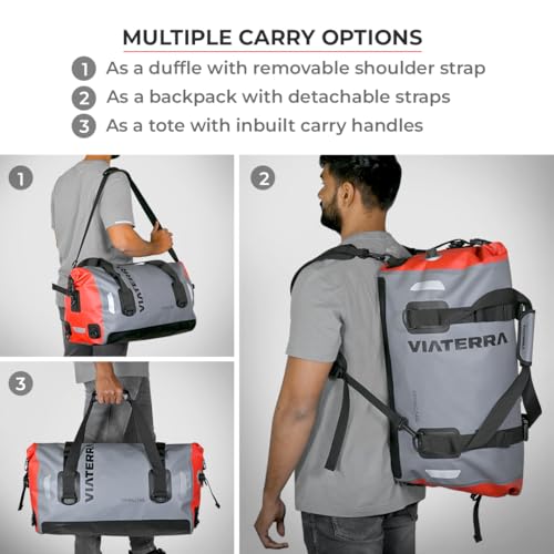 ViaTerra Waterproof Motorcycle Tail Bag 40L – Universal Fit Dry Bag for Rear Seat, No Rack Needed, Heavy Duty PVC Luggage for Touring, Camping & Adventure Riding - size: 40L