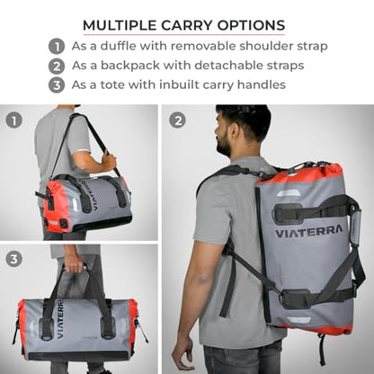 ViaTerra Waterproof Motorcycle Tail Bag 40L – Universal Fit Dry Bag for Rear Seat, No Rack Needed, Heavy Duty PVC Luggage for Touring, Camping & Adventure Riding - size: 40L