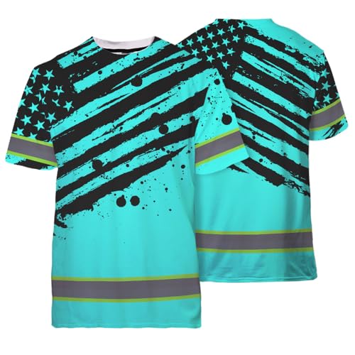 Maddly High Visibility US Flag Collection Safety Workwear Custom Name for Workers, Runners, Truckers, Patriotic - color: Fba2-2, size: X-Large