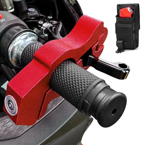 Motorcycle Locks Anti Theft: CNC Heavy Duty Handlebar Throttle Grip Brake Lever Security Motorcycle Lock Universal for Dirt Bike Moped Scooter Motorbike, ATV Alarm Accessories (Red) - color: Red