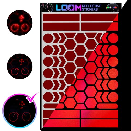 LOOM Reflective Stickers | 67pc Engineer Red | Reflective Stickers for Helmet, Bike, Motorcycle, Hard Hat | Waterproof Reflectors for Car, Trailer | Bike Reflectors for Night Riding - color: Engineer_red