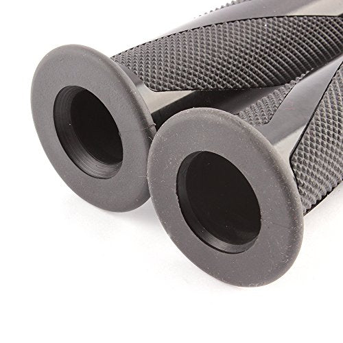 Pair of 7/8" 22mm Motorcycle CNC Aluminum Rubber Gel Hand Grips Handlebar for Sports Bike Chopper Cruiser Bike - color: Black with Bar End