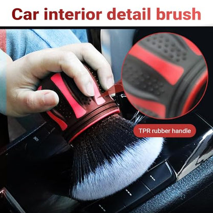 Car Detailing Brush, Automotive Ball-shaped Detail Brush, Ultra Soft Cleaning Brushes with Storage Rack, Universal Auto Interior Cleaning Tool, for Most Cars (Red) - color: Red
