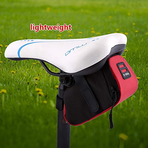 Zopsc Saddle Bag, Super Light Under Seat Storage Bag with Zippered Opening for Road Mountain Cycling Black Blue Red 15 x 7 x 7cm - color: black