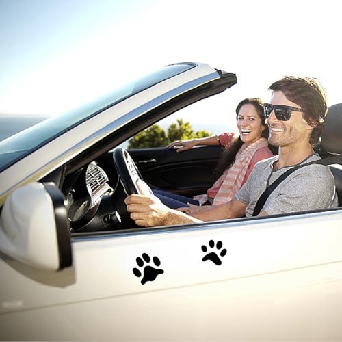 GORGECRAFT 4 Styles 4Pcs Cat Dog Paw Prints Car Sticker Black Reflective Heart Car Bumper Decals Waterproof PET Automotive Exterior Decor Stickers for SUV Truck Motorcycle Doors Walls Laptop - style: Paw Print