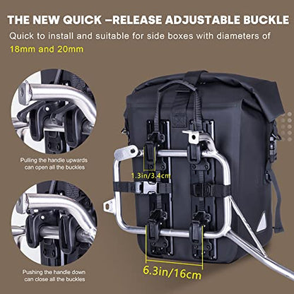 WILD HEART Motorcycle Pannier Bag Quick Detachable Waterproof TPU Hanging Motorcycle Bag riding Equipment Suitable for Motorcycles with Aluminum alloy side Frame (1 piece) (Black 22L-30L)