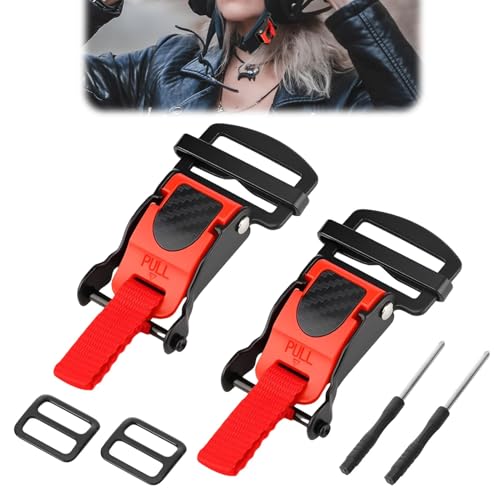 Helmet Quick Release Buckle Kit Stainless Steel Ratcheted Chin Strap Adapter for Motorcycle Helmets Easy Installation - color: Red, 2pcs