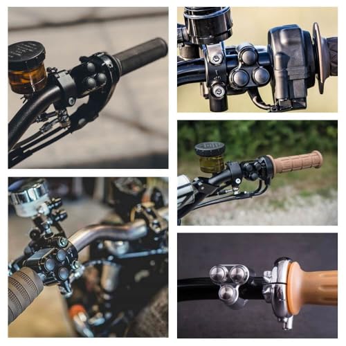 Universal 3 Buttons CNC Hand Control Momentary Switch Micro Switch, for 1 Inch 25mm Bars Handlebar Bobber Cafe Racer Chopper (Black) - color: Black, size: 1 Inch