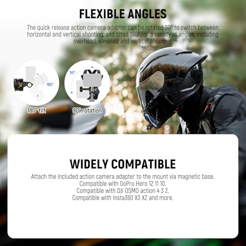 NEEWER GP-30 Motorcycle Mount Kit + GP19 Motorcycle Helmet Chin Strap Mount, Bicycle Handlebar Invisible Selfie Stick Compatible with GoPro Insta360 DJI AKASO Action Cameras