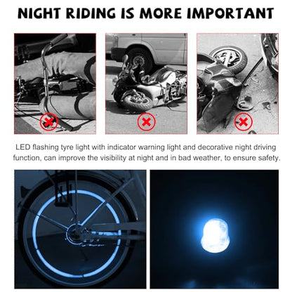 4 PCS LED Tire Valve Lights, Waterproof Light up Air Neon Bicycle Motorcycle Tyre Valve Flash Lights, Bike Truck Golf Cart Wheel Assemblies Lamp, Exterior Car Accessories (Blue) - color: Blue