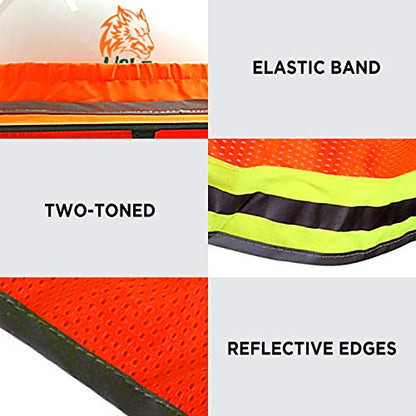 Wolf High-Visibility Orange Reflective Full-Brim Hard Hat Mesh Sun Visor Neck Shade - color: Hi-viz Orange