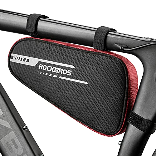 ROCKBROS Bike Bicycle Triangle Bag Bike Storage Bag Bicycle Frame Pouch Bag for MTB Road Bike Cycling Bike Accessories - color: Red Black