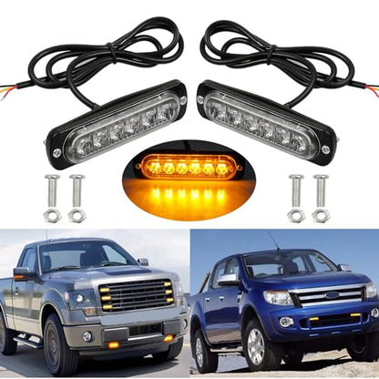 Riloer Amber/White Emergency Strobe Lights 1-Pack, High Brightness Hazard Flashing Strobe Light Bar for Off Road Vehicle, ATVs, Truck, Universal 6-LEDs 18W Surface Mount Warning Light