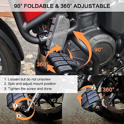 VGMOTO Motorcycle 1.25" Highway Footpegs Adjustable Foot Pegs Footrests with Clamps Mounts kit Compatible with Harley Touring Sportster Softail Road Glide Street Glide with 1 1/4 inch Engine Guard - color: Black-Style C