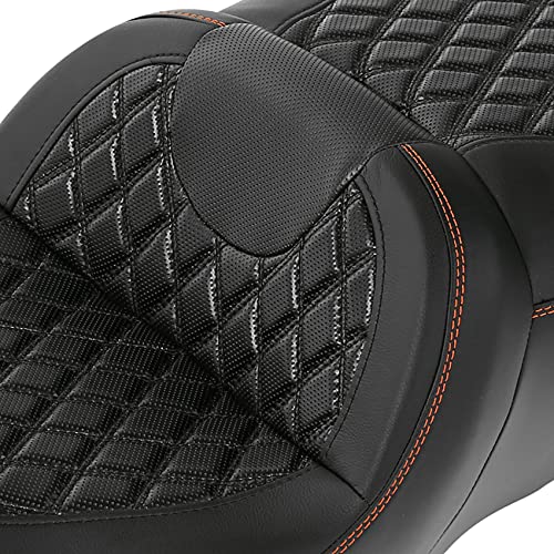 Hammock Seat River Seat Motorcycle Seat Cushion Fit For Harley Street Glide FLHX Road King 2009-2023 Road King Special FLHRXS 2017-2023 Ultra Limited FLHTK 2014-2023 - color: A Style Red + Passenger Backrest
