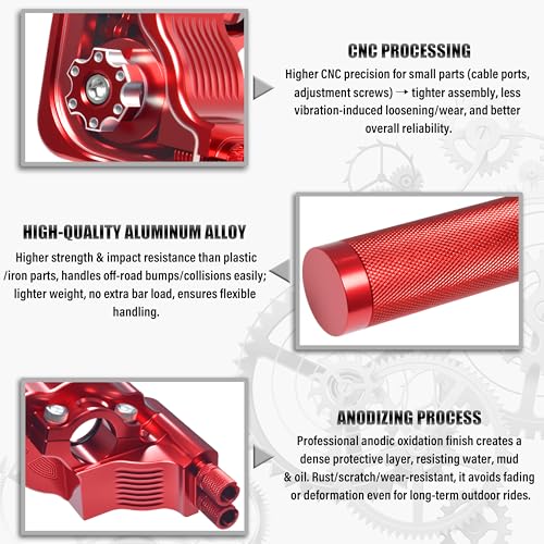 Universal 7/8" Big Twist Throttle Assembly, Dual Push-Pull Cable with Transparent Window for 110-650cc Dirt Pit Bike, Motocross, ATV & Quad, CNC Aluminum Quick Twister Throttle Grip (Red) - color: Red