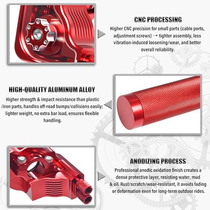 Universal 7/8" Big Twist Throttle Assembly, Dual Push-Pull Cable with Transparent Window for 110-650cc Dirt Pit Bike, Motocross, ATV & Quad, CNC Aluminum Quick Twister Throttle Grip (Red) - color: Red