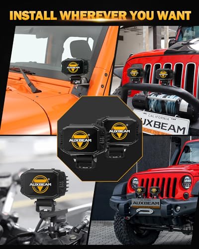 Auxebam 4 inch Black Offroad Light Covers, 2Pcs LED Cube Pod Cover Waterproof Polycarbonate Protective Lens for LED Cube Lights Driving Fog Light (Not Fit for Amber Spot Beam 'ZD000706') - color: Black Offroad Light Cover (Not Fit for ZD000706)