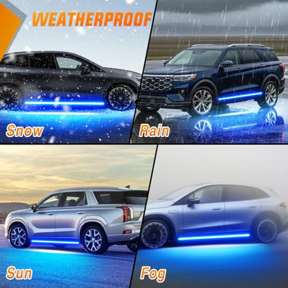 Nilight 2PCS 70 Inch Emergency Strobe Light Strip with Controller 864 LED Blue Running Board Lights Flexible Side Flashing Warning Caution Safety Waterproof for Truck Construction Pickup - color: Blue, size: Running Board Strobes w/Controller