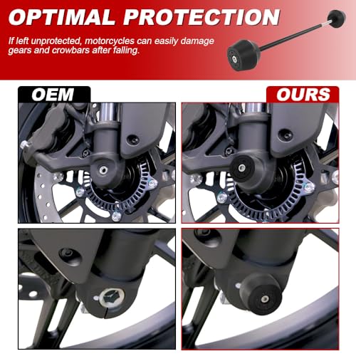Xitomer Front Axle Sliders Compatible with CFMOTO 450NK 2024-2025, CFMOTO 450SS 2023-2025 Front Fork Wheel Frame Sliders Motorcycle Crash Protector (Front) - style: Front
