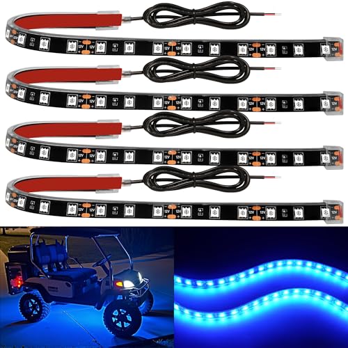 YM E-Bright 4Pcs Led Strip Lights for Car, 12inch Waterproof IP68 Car Underglow Strip Lights Decoration 18SMD 12V Led Interior Exterior Lights Strip for Cars Motorcycles Truck Golf Cart Boat - Blue - color: Blue, size: 12inch/30cm