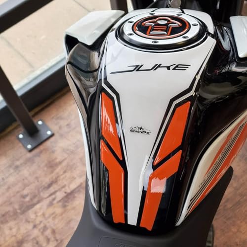 Resin Bike Motorcycle 3D Stickers Compatible with KTM Duke 390 2021-2023 White. Tank Protector Protection from Impact and Scratches. Resin Stickers - Made in Italy - color: Duke 390 200, size: Protezione Paraserbatoio
