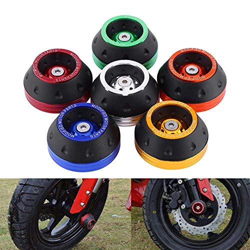 CNC Aluminum Motorcycle Front Fork Frame Sliders, Wheel Crash Protector Motorbike Falling Universal for Motorcycles Motorbikes Moped Scooters(Blue)