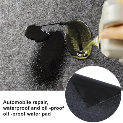Heavy Duty Garage Floor Mat 17' x 7'5" Absorbent Oil Spill Mat for for Under Cars & Motorcycles, Waterproof Non-Slip Backing, Dark Grey Garage Parking Mat,Protects Surfaces 1 Set Square