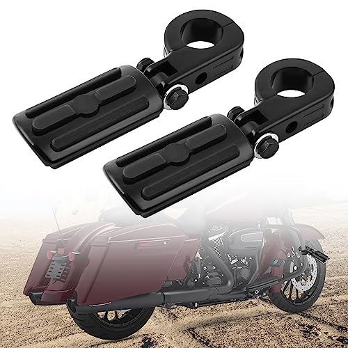 1.25” Engine Guard Foot Rest With P-Clamps Mounts Kits Motorcycle Highway Foot Pegs For Harley Touring Road King Street Softail Dyna Sportster Kawasaki Suzuki Yamaha (Black 5) - color: Black Style 4