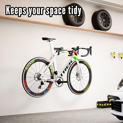 Bicycle Wall Mount Bike Rack Garage Wall Mount Bike Hooks Garage Bike Storage Rack for Indoor Home Horizontal Bicycle Wall Hanger Heavy Duty Metal Bike Holder for Road Mountain Hybrid Bikes - size: Single Piece