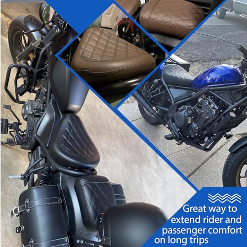Touring Soft Leather Front Driver Seat Cushion Pad Rear Passenger Pillion fit for Ho-nda Rebel CMX 300 500 2017 2018 2019 2020 2021 2022 2023 (Front driver seat-black) (MD-222-223-JP) - color: Front driver seat-black