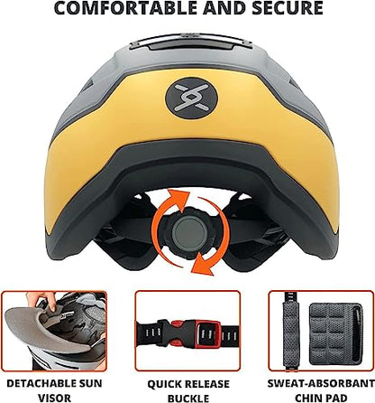 XNITO Bike Helmet with LED Lights - Urban Bicycle Helmet for Adults, Men & Women - CPSC & NTA-8776 Dual Certified - Class 3 E-Bikes, Scooters, Onewheel, Commuter, Mountain - color: Gull, size: X-Large