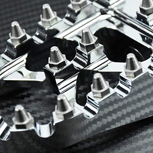 Motorcycle Foot Pegs MX Offroad Footpegs CNC 360° Roating Fit For Harley Sportster Iron 883 Softail Street Glide Dyna Fatboy Chrome - color: Chrome with Cone Spikes