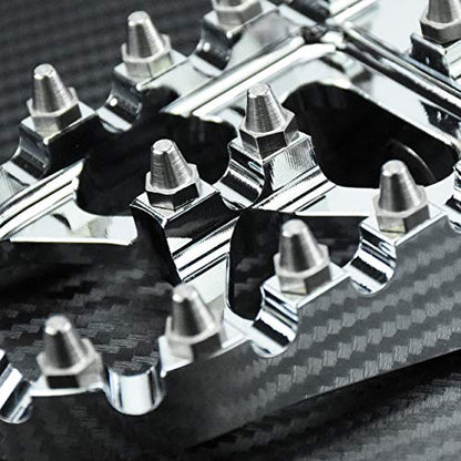 Motorcycle Foot Pegs MX Offroad Footpegs CNC 360° Roating Fit For Harley Sportster Iron 883 Softail Street Glide Dyna Fatboy Chrome - color: Chrome with Cone Spikes