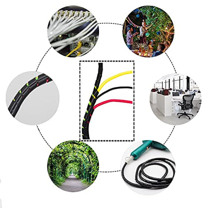CSZD Spiral Cable Wrap,10ft – 1/4 inch Spiral Wire Wrap Cord Covers Bundle Sleeve Hose for PC TV Computer Electrical Wire Organizer,Tangle Stop Cord Cover and Detangler,Black