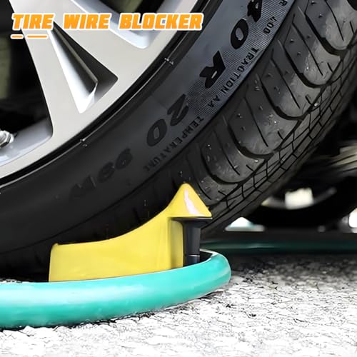 4PCS Car Hose Guide, Vehicle Detailing Cleaning Tools Hose Guides Preventing Wash Stuck Under The Tires, Automotive Wheel Rolling System Tool for Washing, Universal Fit (Yellow) - color: Yellow