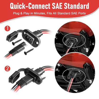 SAE Connector 2FT 10AWG, SAE Battery Quick Connect Plug Waterproof Extension Cable for Solar Panel, Street Glide, Road Glide, Motorcycle Charging Port Upgrade, RV, Solar Generator Battery Charger - size: 2FT
