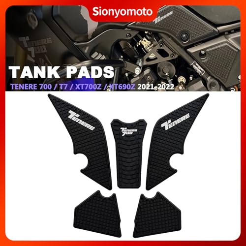 Fuel Gas Tank Pad Protector Stickers Decal Rubber Set Compatible with Tenere 700 T700 XTZ T7 Rally XTZ07 2019 2020 2021 2022 2023 5pcs Black PVC Rubber