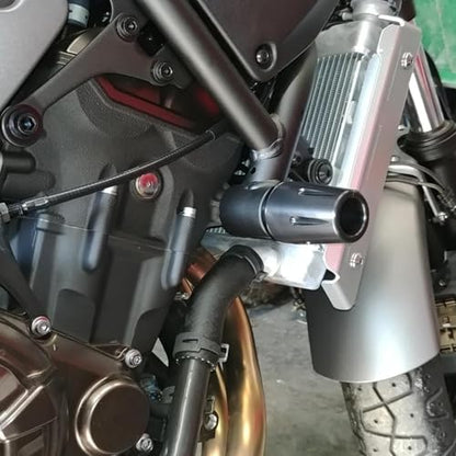 MZS Motorcycle Frame Sliders Compatible with MT07 MT-07 FZ07 FZ-07 XSR 700 XSR700 2014-2025, Falling Crash Protector Guards No Cut Kits Black - size: MT-07/FZ-07/XSR700