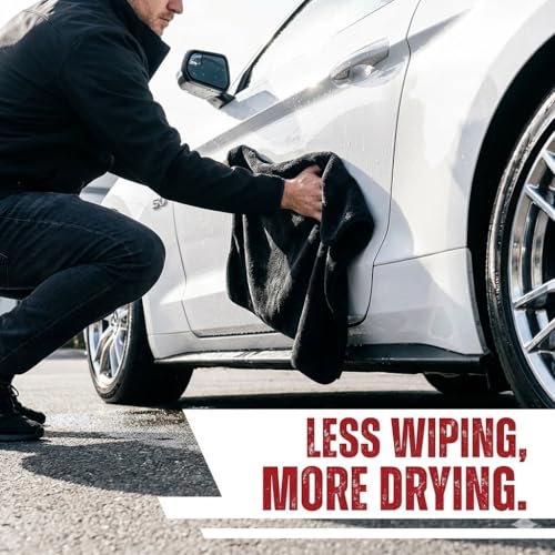 RAPIDWIPE 24" x 36" Ultra Drying Towel 1300 GSM Twisted Loop Microfiber, Super Absorbent, No Streaks or Lint, Double Sided – Reusable Car Wash Towel, Auto Detailing Cloth,