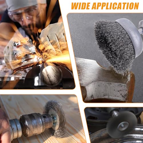6Pcs Wire Brushes for Cleaning Rust, Small Wire Brush, Wire Wheel for Drill Steel Brush for Cleaning with Nylon, Brass, Stainless Steel, and Carbon Steel Bristles - 7-Inch Handle & 1/4-Inch Hex Shank