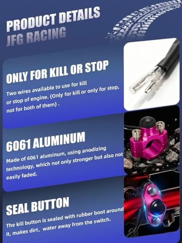JFG RACING Dirt Bike Engine Stop Start Kill Switch Button CNC with Mounting Backplate Universal for Dirt Pit Bike MX Motocross Supermoto Racing ATV Quad KAYO-Pink - color: Pink, size: Medium