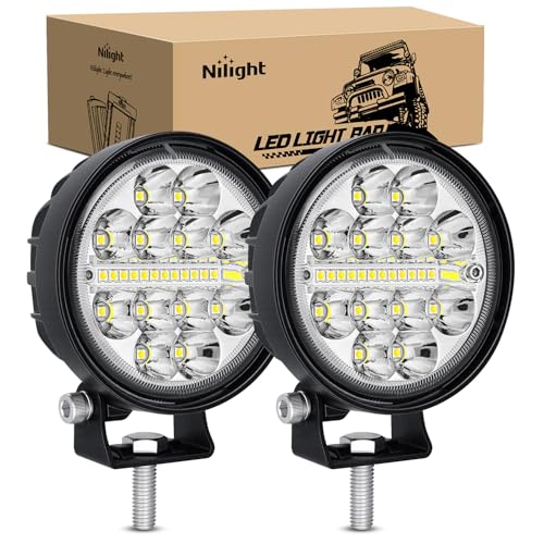 Nilight LED Light Pods 2PCS 3 Inch 36W Round Upgraded Spot Flood Combo Beam Driving Fog Work Backup Bumper Roof Lighting for Offroad Pickup Truck ATV UTV SUV 4x4 Van Camper Boat - color: 2Pcs 24Led Combo Lights